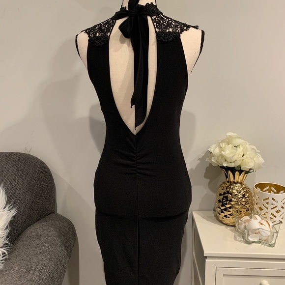Honey & Rosie Black Sheath Dress Lace Yoke M - Picture 5 of 6